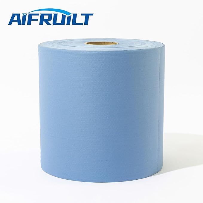 Industrial Strength Power Clean Heavy Duty Wipes - Absorbent, Durable, and Reusable Cloths for Tough Dirt, Oil, and Grime in Manufacturing and Workshops - 475 Sheets, Blue Shop Towels-Jumbo Roll