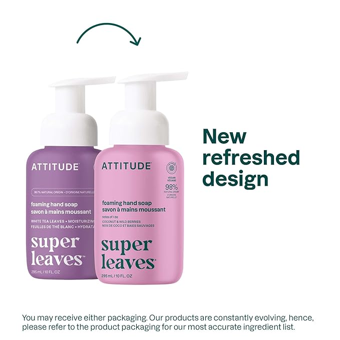 ATTITUDE Foaming Hand Soap, EWG Verified, Plant and Mineral-Based Ingredients, Vegan and Cruelty-free Personal Care Products, Coconut & Wild Berries Scent, 10 Fl Oz