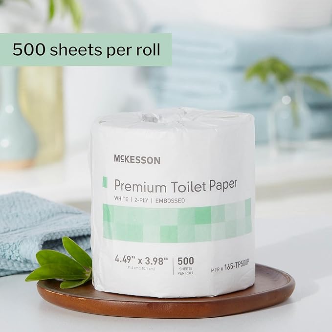 McKesson Premium Toilet Paper, 2-Ply, 1 Roll, 80 Packs, 80 Total