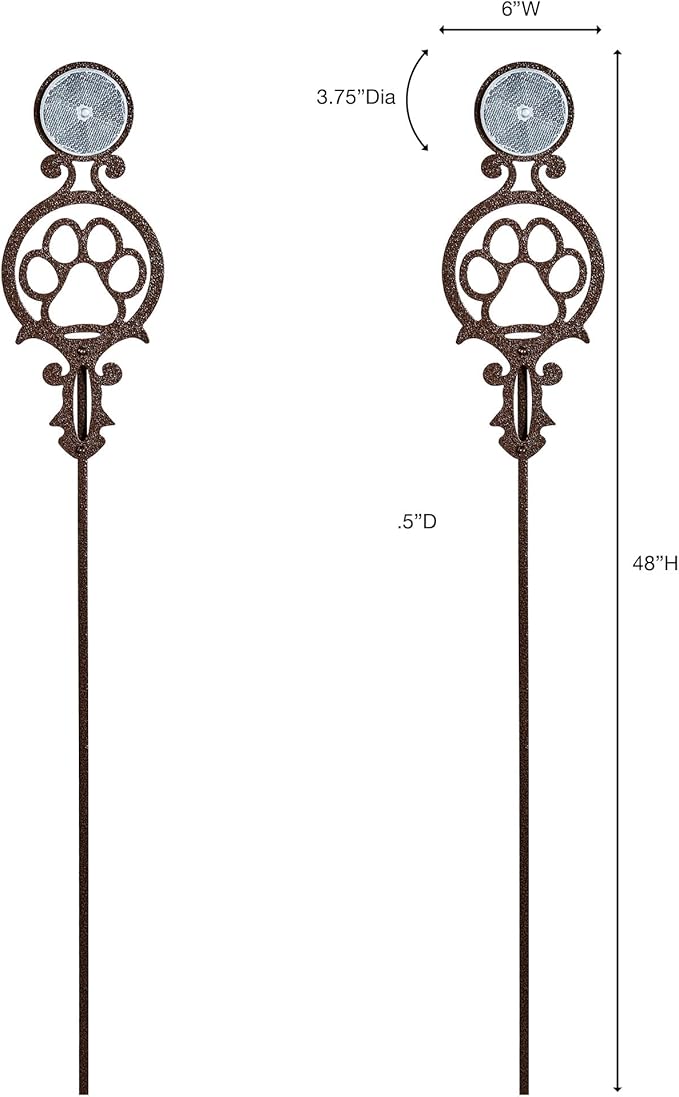 Touch of Class Pathways Reflective Driveway Marker Stake Set of Two for Outdoor Use | Paw Print Design | Personalized Tall Reflector Set of 2 | Weathered Bronze Durable Finish