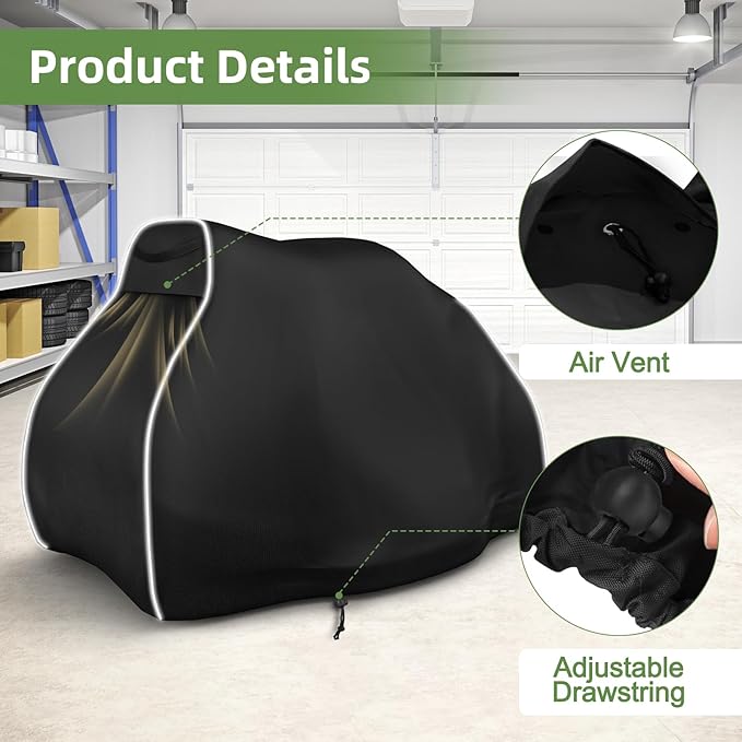 Riding Lawn Mower Cover, 600D UV & Dust & Water Resistant Lawn Tractor Cover, Durable Outdoor Universal Riding Lawnmower Cover with Reflective Strip(72"L x 54"W x 46"H/Black)