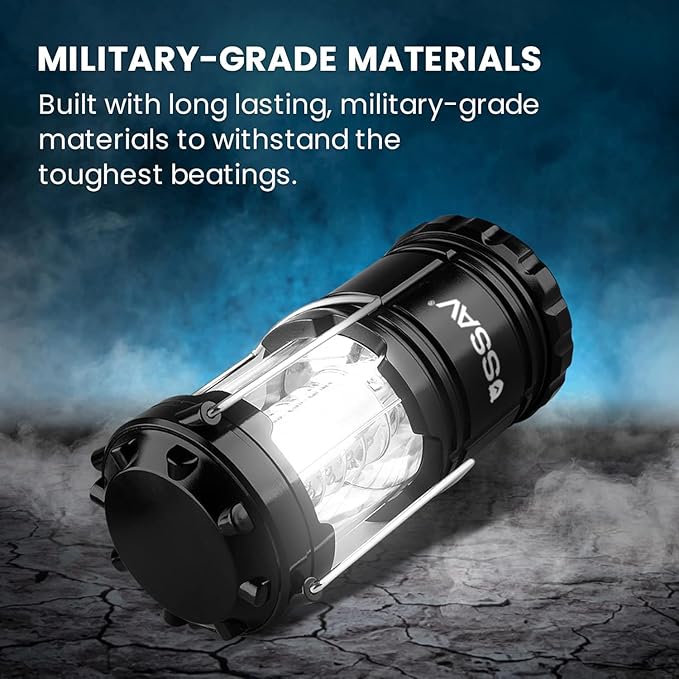 2 Pack LED Camping Lantern, LED Lanterns, Suitable Survival Kits for Hurricane, Emergency Light for Storm, Outages, Outdoor Portable Lanterns, Black, Collapsible | Batteries Included