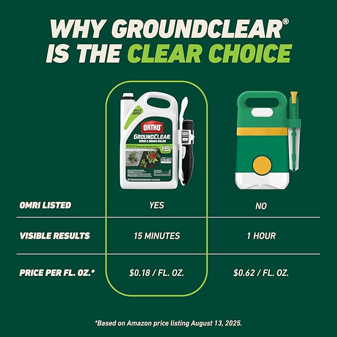 Ortho GroundClear Weed and Grass Killer2 Concentrate, Kills Dandelions, Chickweed, Crabgrass, Moss and More in Patios and Landscapes, OMRI Listed, 32 fl. oz.