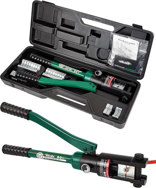 Industry Hydraulic Cable Lug Crimper 16 US TON 9 AWG to 600MCM Electrical Terminal Cable Wire Tool Kit with 13 Die (9awg~600mcm Crimping Tool)