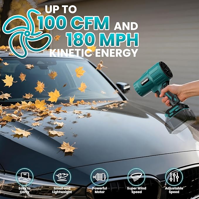Electric Cordless Leaf Blower Dust Blower for Makita 18V Battery, High-Speed Brushless Motor Handheld Jet Fan Air Blower for Patio Cleaning, Lawn Care, Blowing Leaves and Dust (No Battery/Charger)