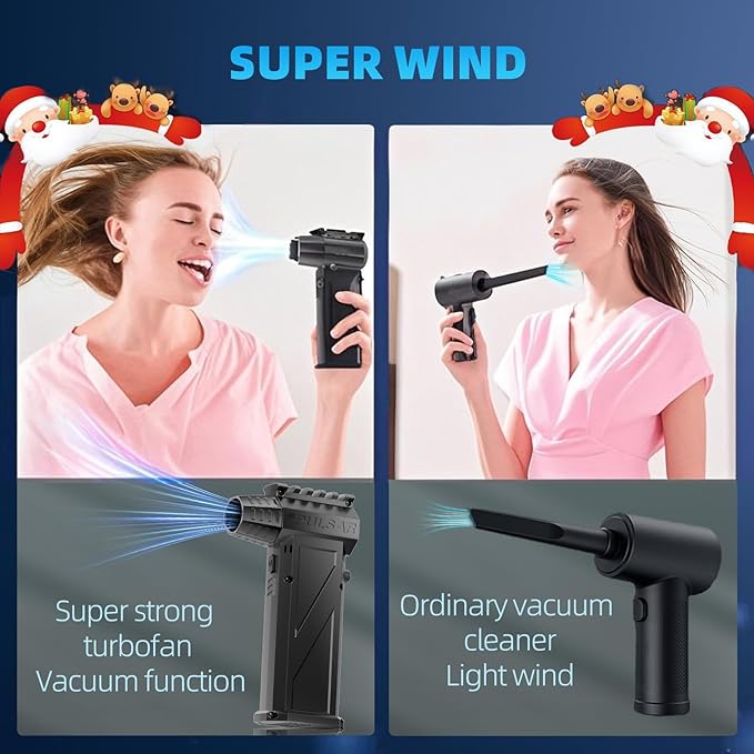 Compressed Air Duster, 180000RPM Super Power Cordless Electric Air Duster, Rechargeable Air Blower Desk Cleaning Kit for Computer Keyboard Home Car Outdoor Dust Removal