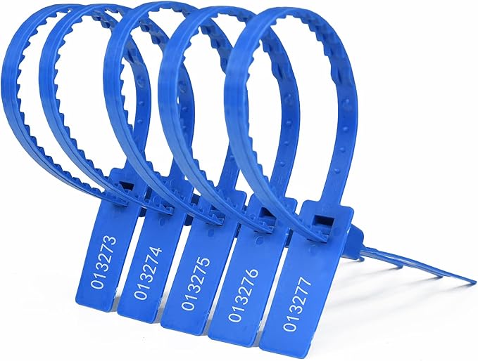 Heavy Duty Plastic Security Seals with Self-Locking, Tamper Evident Design - Blue, 1000 PCS (13.2" x 337 mm)