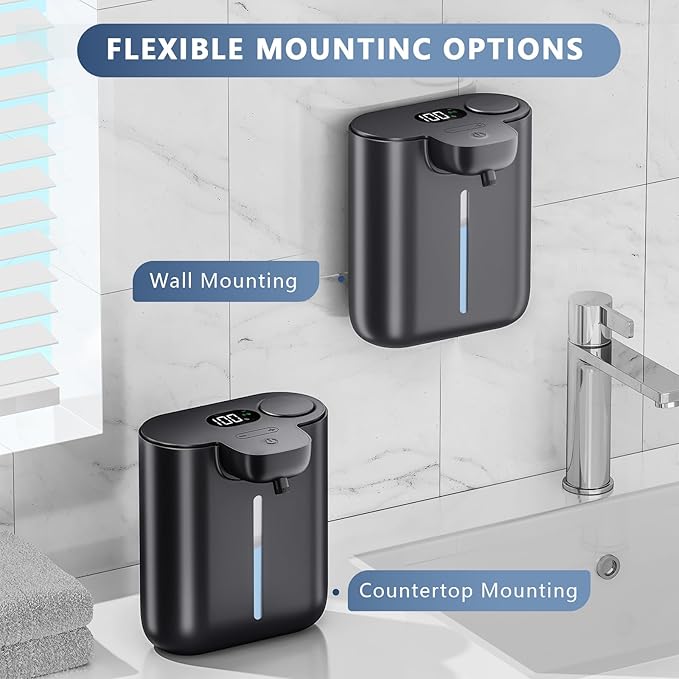 Automatic Liquid Soap Dispenser Touchless, 1200mAh Rechargeable Smart Hand Soap Dispenser, 9-Level Adjustable, 16.9oz/500mL Wall Mount for Bathroom Kitchen Office Dish Soap,Hands-Free,Black