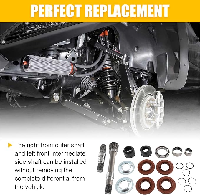 Front Differential Axle Intermediate Shaft Kit Compatible with 2012-2021 Dodge Ram 1500 Inner Axle Shaft Rebuild Kit Replaces 68146594AB 68146594AA 68257420AF 68257421AF 68257422AF 722N695BKA