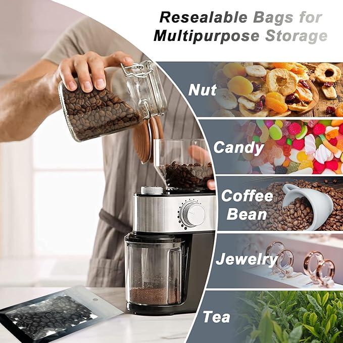 300 Pcs Gradient Mylar Bags, 3 Size Smell Proof Bags with Clear Window Foil Pouch Bags Resealable Bags for Small Business and Food Storage, Grey Black