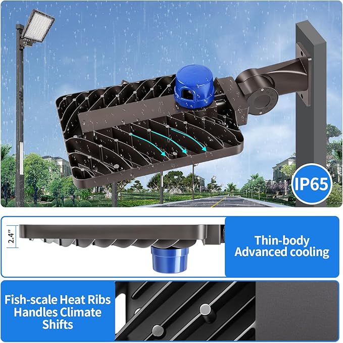 ledmo 240w LED Parking Lot Light Outdoor Dusk to Dawn Parking Lot Lighting with Adjustable Arm Mount 37000lm IP65 LED Street Commercial Area Lights for Yard Sport Barn Shop 5000K