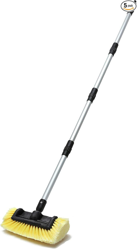 Forgrace 60 Inch Car Wash Brush with Long Handle 12" Soft Bristle Head Flow-Through Heavy Duty Tri-Level Dip Auto Car Exterior Washing Yellow