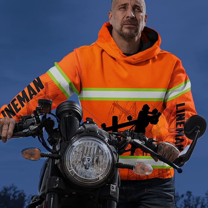 Matedecor High Visibility Hi Vis Hoodie for Men - Jobs Collection Custom Name Class 3 Reflective Safety Workwear