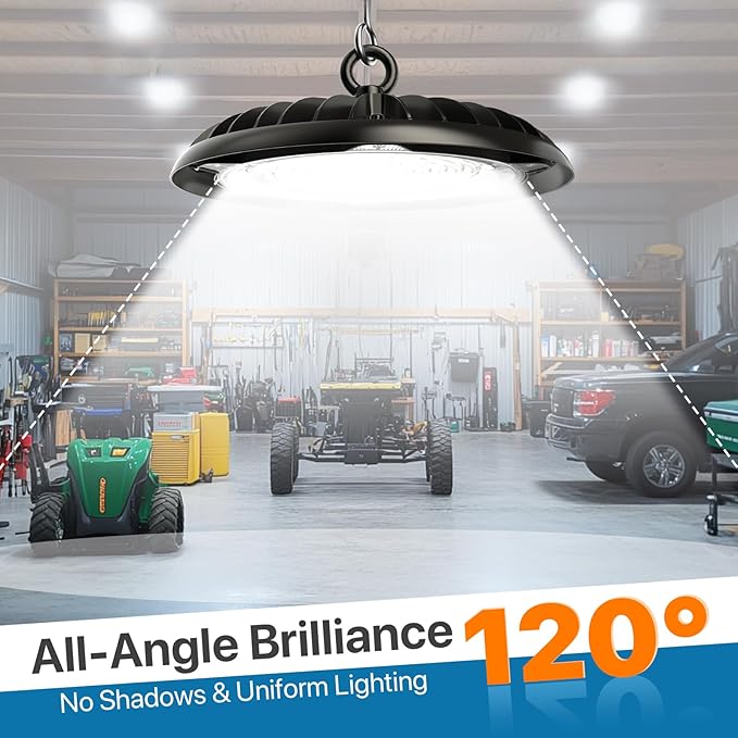 HYPERLITE UFO LED High Bay Light: 6-Pack 150W Highbay LED Shop Lights with 6ft Plug - IP65 LED Warehouse Lights for Workshop Stadium Garage Lighting