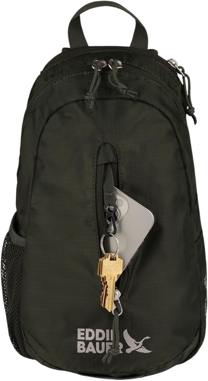 Eddie Bauer Stowaway Packable Sling Bag | Foldable | Travel | Outdoor | Lightweight | Compact | Everyday Carry | Ripstop Nylon | 10L - Dark Forest