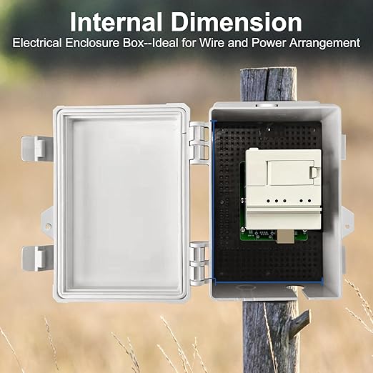 Electrical Junction Box 8.7"x5.3"x3" ABS Waterproof Enclosure Plastic Weatherproof Project Box with Internal Mounting Panel Hinged Cover (Grey Plastic)