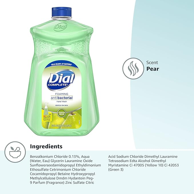 Dial Antibacterial Foaming Hand Soap Refill, Fresh Pear, 52 fl oz