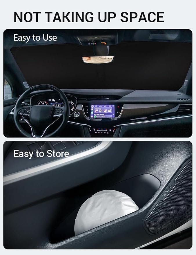 Proadsy Windshield Sun Shade for Cadillac XT6 2020-2023 2024 2025 Foldable Front Sunshade Protector Sun Visor Blocks UV Rays Keep Car Cooler