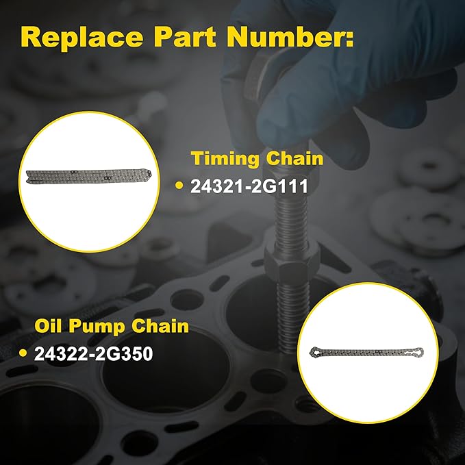 G4KH G4KJ Timing Chain Kit with VVT Gear Fit for Kia Optima Sorento Sportage 2.0L 2.4L 2011-2018 Replacement for Hyundai Sonata Santa fe Tucson 2.0L 2.4L 2011-2019 24350-2G750 243212G111