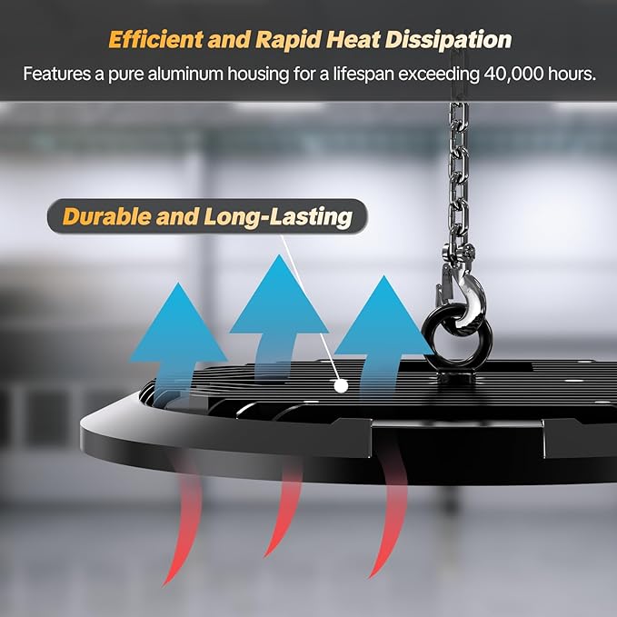 AIKVSXER 200W LED High Bay Light 30000LM UFO Shop Light 6000K Daylight IP65 Waterproof for Warehouse Garage Barn Factory Workshop 5FT Cord with US Plug 6 Pack