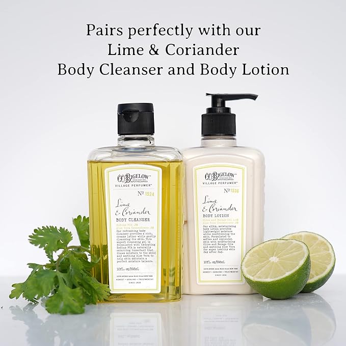 C.O. Bigelow Lime Coriander Hand Wash, Village Perfumer Liquid Hand Soap with Aloe Vera & B5, 10 Fl Oz