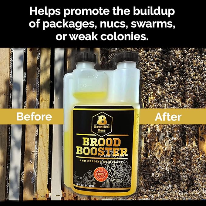 Brood Booster & Feeding Stimulant – 16 oz – Natural Honey Bee Supplement – Boosts Colony Growth – Prevents Syrup Fermentation – Aids Comb Building – Great for Nucs & Swarms