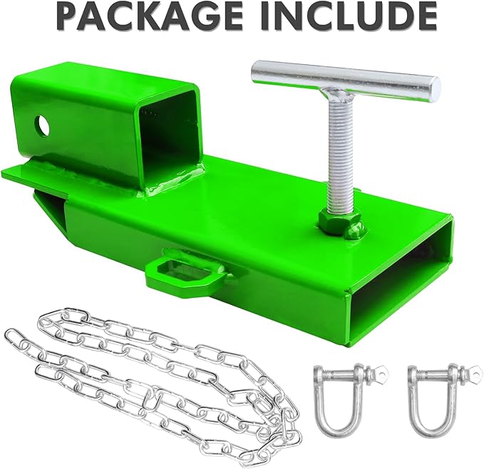 Tow Hitch for Fork Lift Forks, EBESTTECH 1PC 2" Fork Trailer Hitch Ball Receiver Trailer Towing Adapter with Chain Green