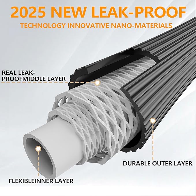 100 ft Garden Hose - 2025 New Upgraded Flexible Water Hose - Ultra Lightweight Kink-free Car Washing Pipe with 10 Function Sprayer and 3/4" Solid Brass Fittings - Durable,Leak proof Garden Hoses