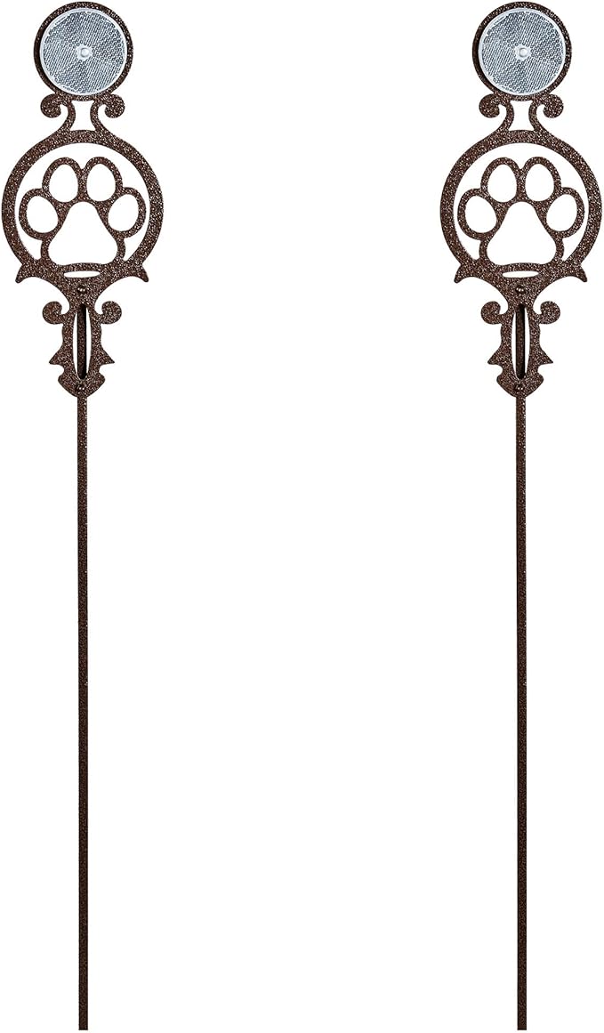 Touch of Class Pathways Reflective Driveway Marker Stake Set of Two for Outdoor Use | Paw Print Design | Personalized Tall Reflector Set of 2 | Weathered Bronze Durable Finish