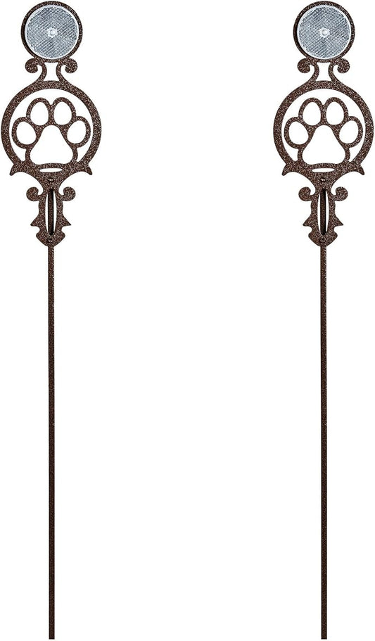 Touch of Class Pathways Reflective Driveway Marker Stake Set of Two for Outdoor Use | Paw Print Design | Personalized Tall Reflector Set of 2 | Weathered Bronze Durable Finish