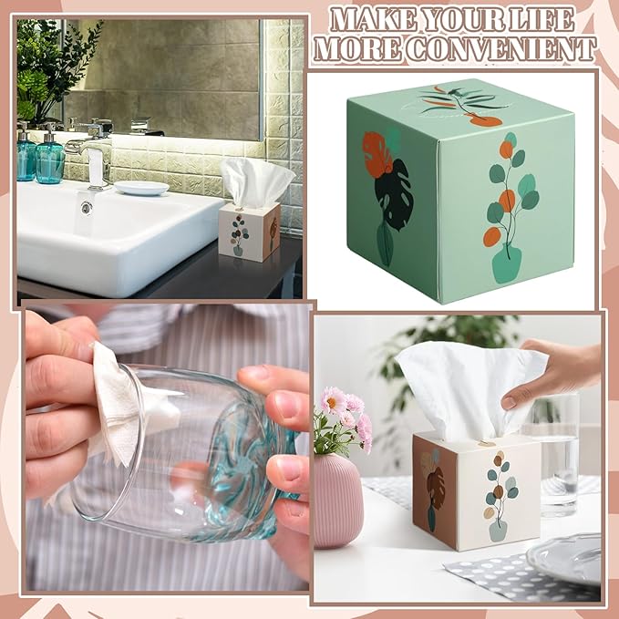 12 Pack Fall Vase Illustration Facial Tissues Cube Face Boxes 600 Sheets 3 Ply Small Square Tissues Bulk for Car Bedroom Supplies