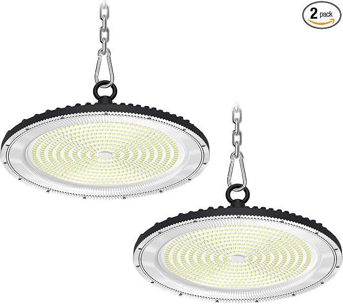 UFO LED High Bay Light:500W 50000LM LED Shop Light 6000-6500K Bay Lighting IP65 Waterproof for Barn/Garage/Commercial Warehouse(2 Pack)