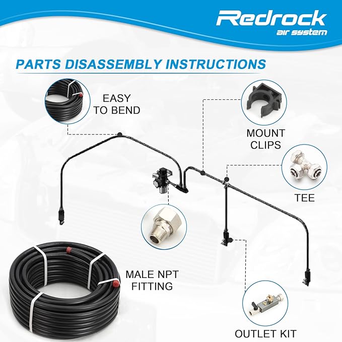 Air Compressor Accessories Kit 1/2" x 100 feet HDPE Aluminum Compressed Air Piping System Black Air Compressor Hose Pressured Leak-Proof Easy to Install 200PSI ASTM F1282