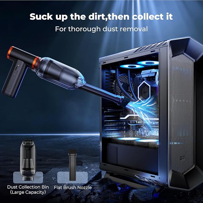 K&F CONCEPT Electric Compressed Air Duster|300000RPM Vacuum Cleaner|3 Gear Adjustable|Super Wind Power| Rechargeable Brushless Motor|for Deep Computer Clean, Keyboard, Car, Home,Outdoor