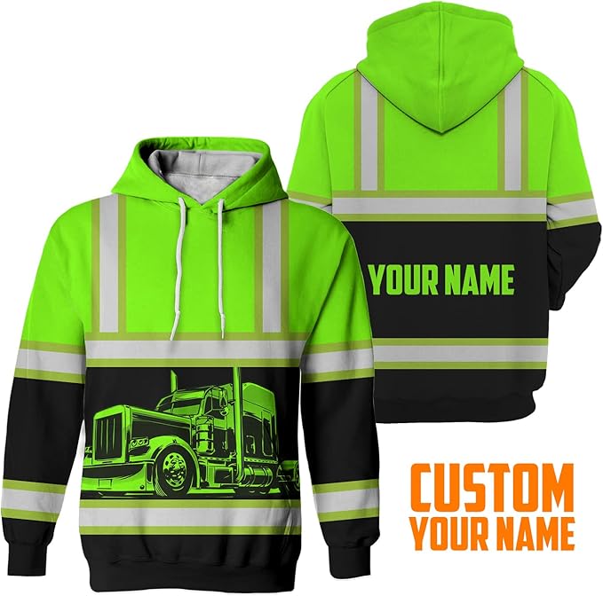 Matedecor High Visibility Hi Vis Hoodie for Men - Jobs Collection Custom Name Class 3 Reflective Safety Workwear