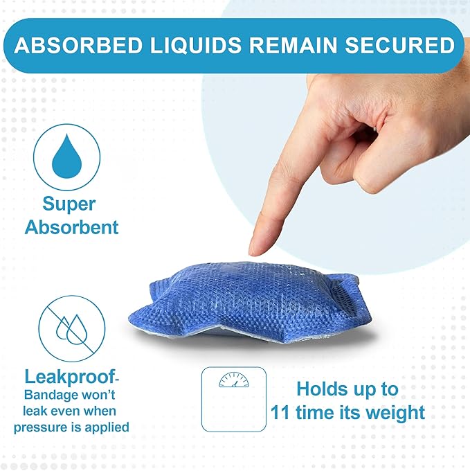 MedVance Super Absorbent Dressing, Non-Adhesive Pads for Wound Care, for Pressure Ulcers & 1st/2nd Degree Burns, Superior Moisture Absorption, Box of 5 dressings (6"x6" Bandage, 5"x5" Absorbent Pad)