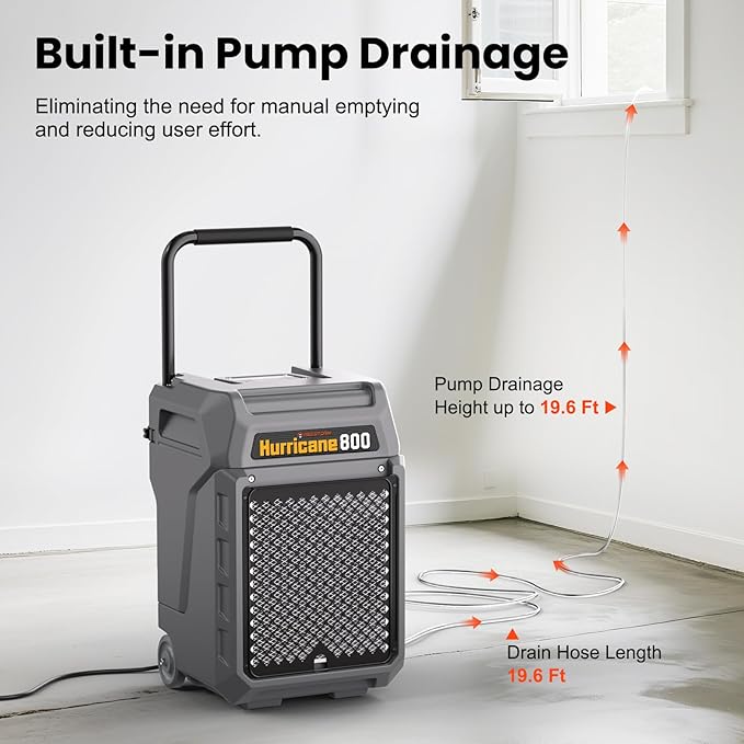 Abestorm 170 Pints Commercial Dehumidifiers with Pump & Drain Hose, Portable Industrial Dehumidifier for Water Damage Restoration, Basements, Warehouses - Covers Up to 2,100 Sq.Ft - 5-Year Warranty