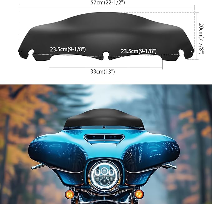 JMTBNO Black 7" Motorcycle Wave Windshield Windscreen Compatible for 2014-2024 Harley Davidson Touring Street Glide/Electra Glide/Ultra Limited/Tri Glide FLHT FLHX FLHXS FLHTK