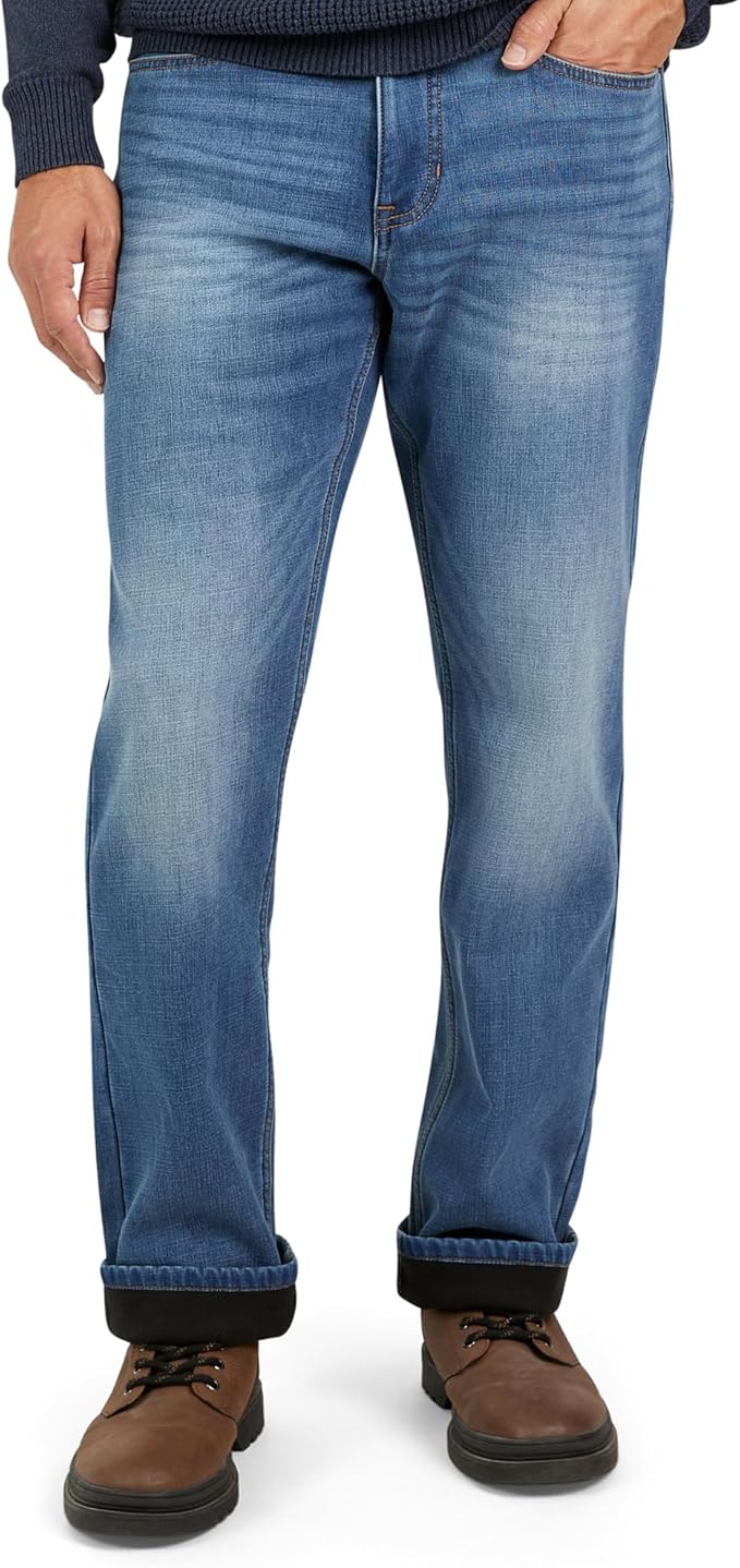 Weatherproof Vintage Fleece Lined Jeans Men - Regular Fit | Soft & Warm, Cold Weather Insulated Fleece Winter Pants for Men