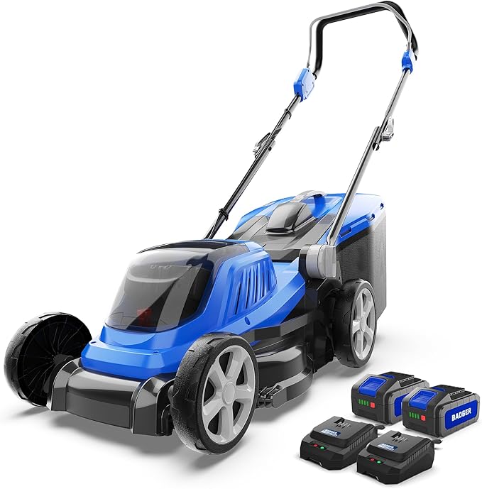 Wild Badger Power 40V 16″ Cordless Lawn Mower Brushless, 3,229 sq ft/0.074 ac,1×4.0Ah Battery & Fast Charger, 5-Position Height,for Small Residential Lawns