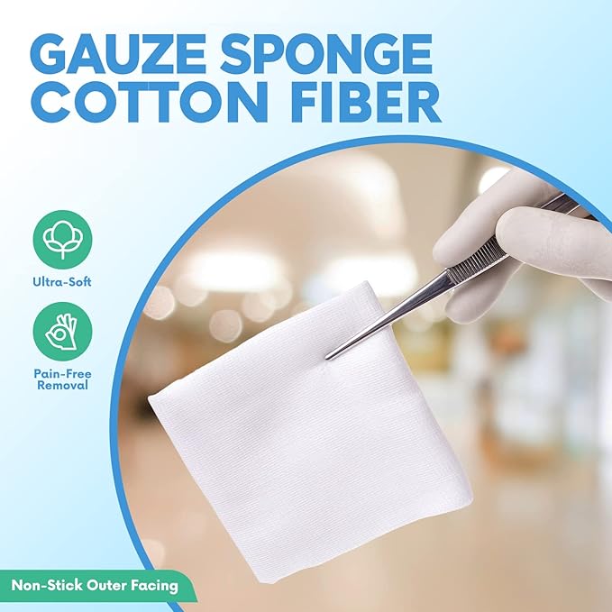 HEALQU 4x4 Gauze Pads - 12 Ply Woven Pack of 200 - Ultra Absorbent Soft Non-Sterile Surgical Sponges for Wound Dressing, Debridement, Cleaning and Prepping