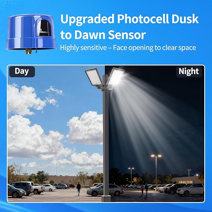 ledmo 240w LED Parking Lot Light Outdoor Dusk to Dawn Parking Lot Lighting with Adjustable Arm Mount 37000lm IP65 LED Street Commercial Area Lights for Yard Sport Barn Shop 5000K