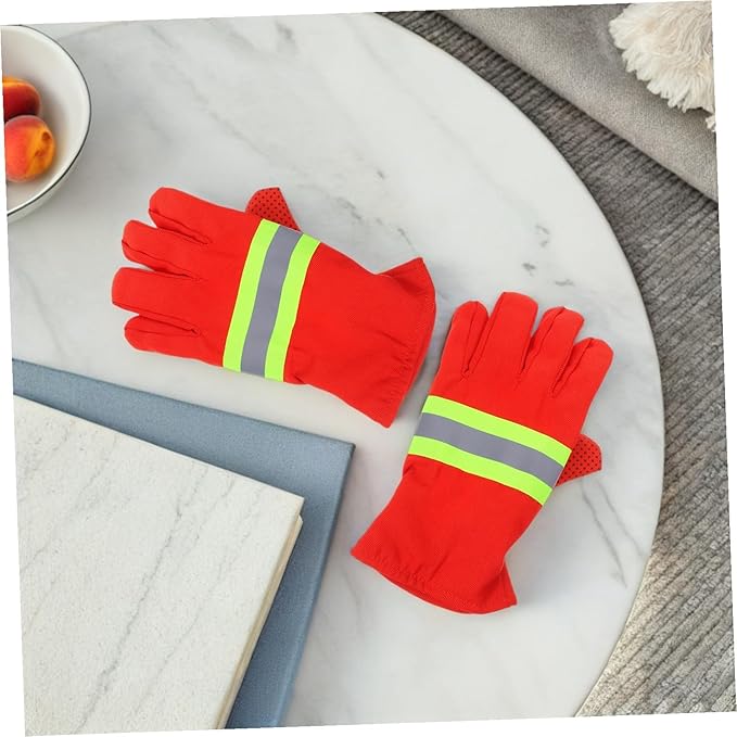 2 Pairs Heat Resistant Firefighter Gloves with Breathable Lining for Men and Women Fire-Resistant Protective Gear for High Temperature Firefighting and Rescue Operations