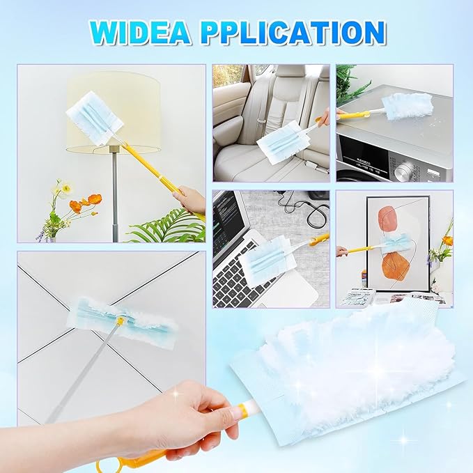 22 Count Duster Refill Compatible with Swiffer Handles, Unscented Disposable Dusters Refills with 2 Detachable Handles, Heavy Duty Duster Refills for Cleaning, Furniture, Blinds, Lamps