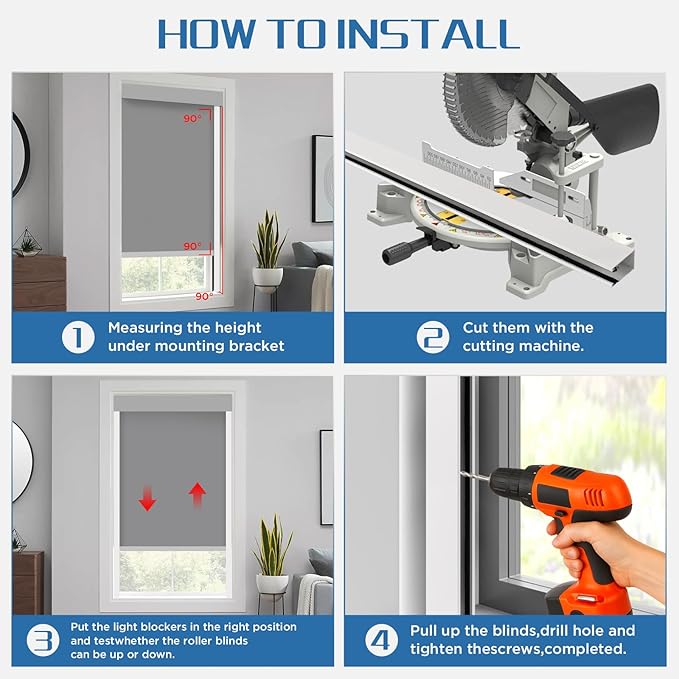 100% Blackout U-Channel Aluminum Light Blocking Strip for Window Shades Roller and Blinds Both Sides Tracks for Blackout Shades Easy to Install Great for Bedroom Nursery (Custom 2pcs, 44"-115")