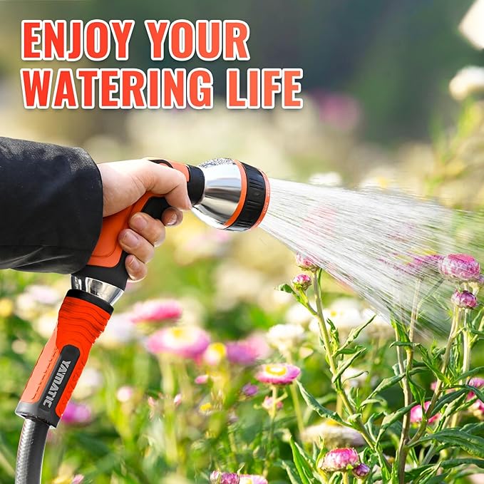 YAMATIC Garden Hose 40ft x 5/8", Ultra Durable Water Hose with Swivel Handle, Kink Resistant, Soild Brass 3/4" Connection Fittings, Leak Proof for Gardening, Agriculture, Car Wash, Lawn, Black