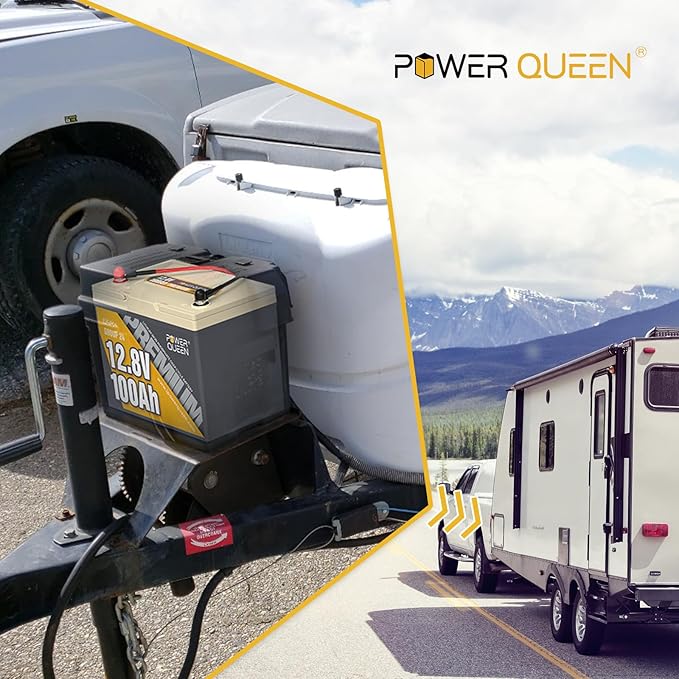 Power Queen 2PACK 12V 100Ah Group 24 LiFePO4 Battery, 1280Wh Lithium Battery with 100A BMS,Grade A Battery Cell, Perfect for Trailer RV, Marine, Solar Power System