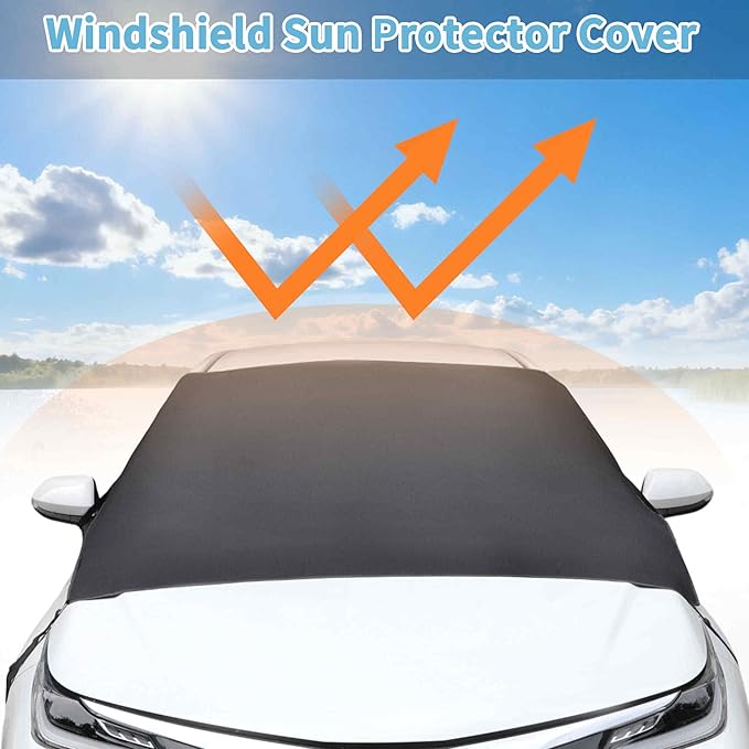 Windshield Cover for Ice and Snow Oxford Fabric Windshield Frost Cover for Car | Water Heat & Sag-Proof Windproof Double Strap Design for All-Weather Protection (56" x 63")