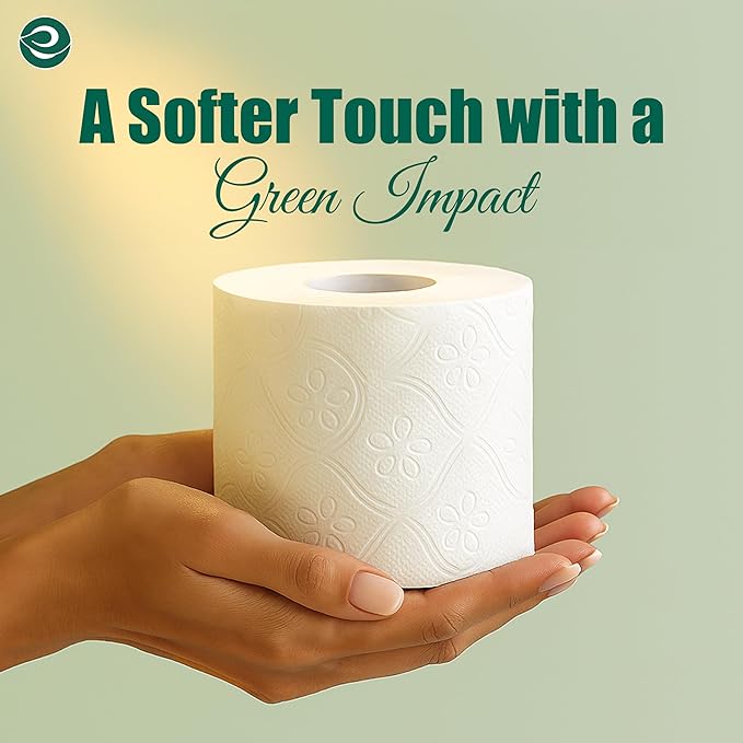 ECO SOUL Bamboo Toilet Paper 24 Mega Rolls 3 Ply, 300 Sheets per Roll | Eco-Friendly Septic Safe Organic Bath Tissues Sustainable Toilet Paper Compostable - FSC Certified