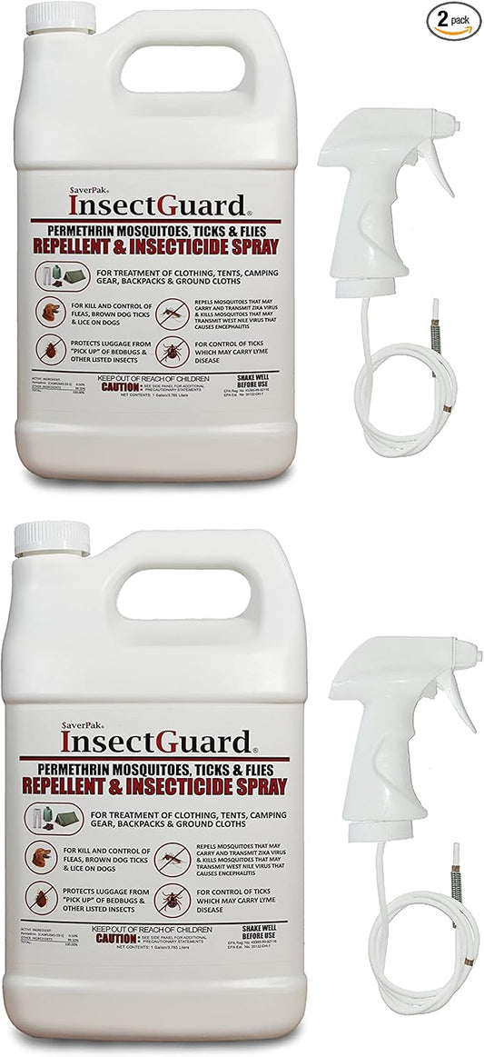 InsectGuard Permethrin Mosquitoes, Ticks and Flies Repellent & Insecticide Spray Gallon (128.00oz) 2 Pack